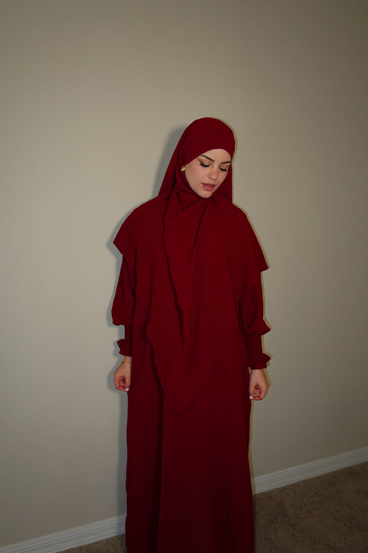 Wine Red Khimar Set